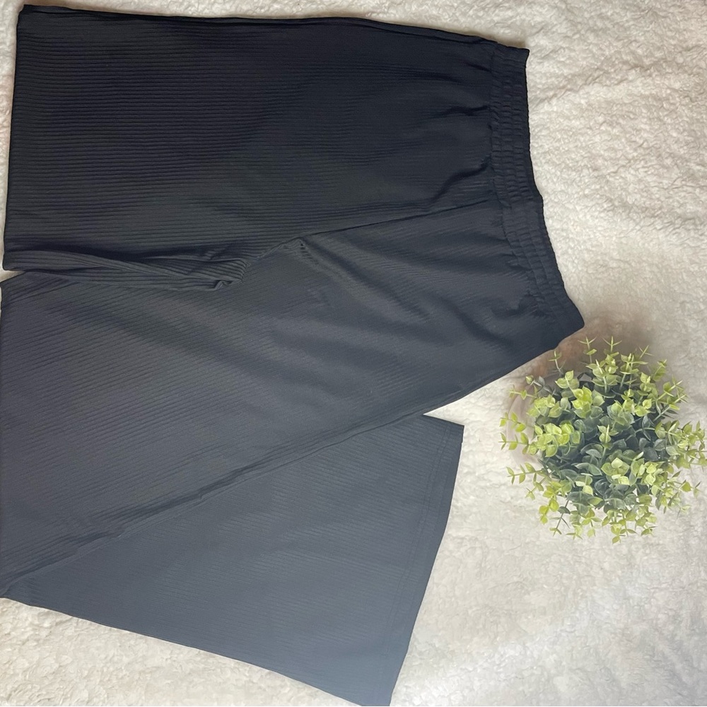 SHEIN Solid Rib-knit Wide Leg Pants